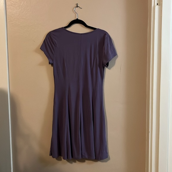 Alya Purple Ruched Front Short Sleeve Panel Swing Dress M - Picture 7 of 11
